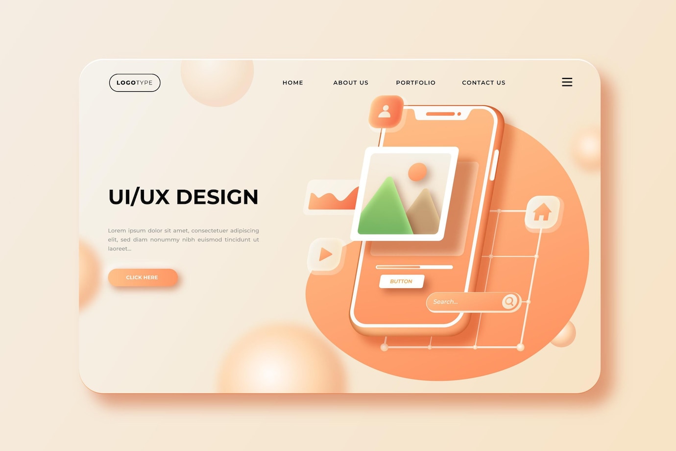 realistic ui ux landing page template